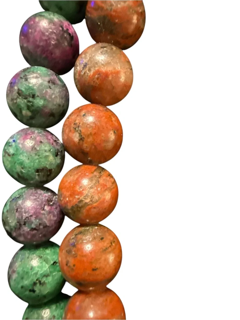 DJOY 925 S. Silver Gemstone Bead Necklace Lot 2 Ruby Zoisite & Red Gemstone 16